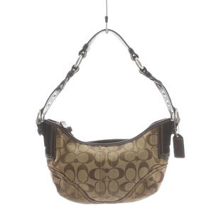 コーチ COACH シグネチャー ワンショルダーバッグ ハンドバッグ レザー キャンバス ベージュ 茶 ブラウン 6266 /AN ■GY18 レディース