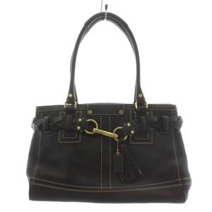 コーチ COACH ハンプトンズ キャリーオール ハンドバッグ ショルダーバッグ タッセル レザー 黒 ブラック 10529 /AN ■GY18 レディース