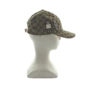 グッチ GUCCI キャップ ヒグチユウコ 日本限定 帽子 GG柄キャンバス 猫 キャット ロゴ M 57cm 茶 ブラウン ■GY11 /MQ ■OH レディース
