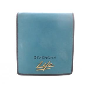 ジバンシィ GIVENCHY life 二つ折り財布 小銭入れあり レザー 青 ブルー 黒 ブラック /SR ■GY11 レディース