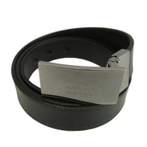 グッチ GUCCI ヴィンテージ ベルト レザー バックル ロゴ スクエアプレート 90/36 黒 ブラック /XZ ■GY18 メンズ