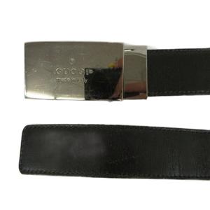 グッチ GUCCI ヴィンテージ ベルト レザー バックル ロゴ スクエアプレート 90/36 黒 ブラック /XZ ■GY18 メンズ