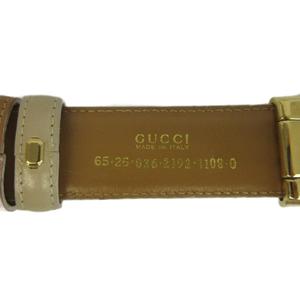グッチ GUCCI ヴィンテージ ベルト レザー Gロゴ バックル ゴールド金具 65 アイボリー /XZ ■GY18 レディース