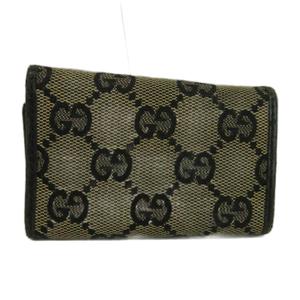 グッチ GUCCI キーケース 三つ折り 6連 GGキャンバス レザー 総柄 ロゴプレート 黒 ブラック 033・3731・0869 /XZ ■GY11 レディース