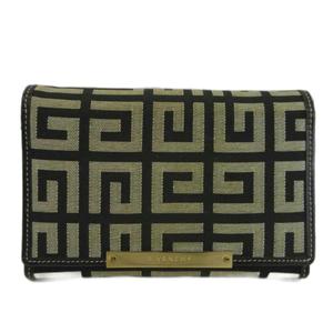 ジバンシィ GIVENCHY 財布 二つ折り キャンバス レザー Gロゴ モノグラム 総柄 ロゴプレート 黒 ブラック /XZ ■GY18 レディース