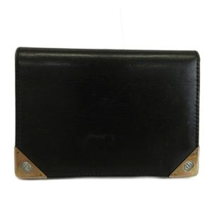グッチ GUCCI オールドグッチ カードケース 名刺入れ 二つ折り レザー インターロッキングG ゴールド金具 黒 ブラック /XZ ■GY18 メンズ