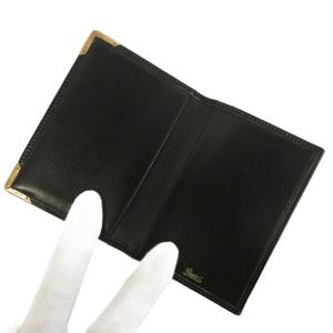 グッチ GUCCI オールドグッチ カードケース 名刺入れ 二つ折り レザー インターロッキングG ゴールド金具 黒 ブラック /XZ ■GY18 メンズ