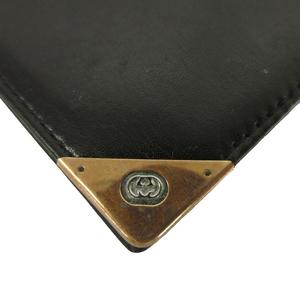 グッチ GUCCI オールドグッチ カードケース 名刺入れ 二つ折り レザー インターロッキングG ゴールド金具 黒 ブラック /XZ ■GY18 メンズ