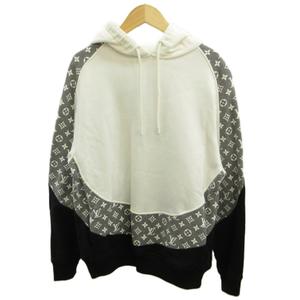 ルイヴィトン LOUIS VUITTON モノグラム サークルカット フーデッドパーカ スウェット 長袖 裏起毛 プルオーバー S 白 ホワイト グレー 黒 ブラック RM201M RLE HIY10W /XZ ■GY40 メンズ