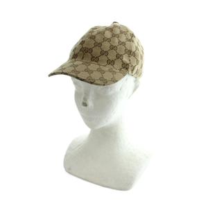 グッチ GUCCI 258053 FW920 ベースボールキャップ 帽子 ロゴ キャンバス GG柄 L 茶 ブラウン ■GY18 /MQ ■OH メンズ レディース