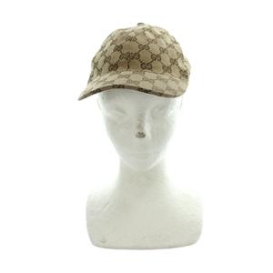 グッチ GUCCI 258053 FW920 ベースボールキャップ 帽子 ロゴ キャンバス GG柄 L 茶 ブラウン ■GY18 /MQ ■OH メンズ レディース