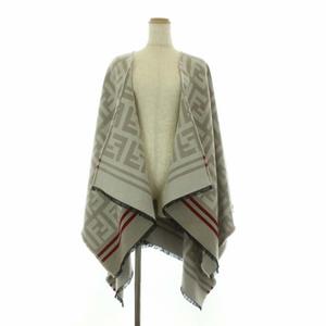 フェンディ FENDI ズッカ柄 ポンチョ ケープ ショール フリンジ ウール  