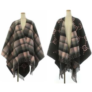 グッチ GUCCI リバーシブル GGウール ケープ ポンチョ ストール GG柄  