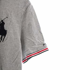 美品 POLO RALPH LAUREN ポニー刺繍 ポロシャツ グレー ラルフローレン ポニーマーク刺繍 ピマコットン 長袖ポロシャツ
