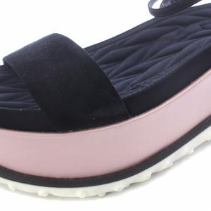 ミュウミュウ miumiu サンダル アンクルストラップ 厚底 スエード 37 