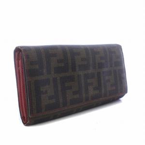 フェンディ FENDI 長財布 三つ折り レザー ズッカ柄 茶色 ブラウン