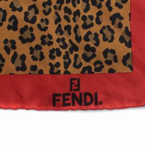 フェンディ FENDI スカーフ ヒョウ柄 レオパード 絹 シルク 茶