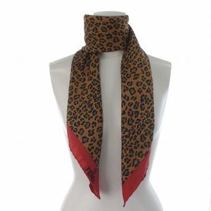 フェンディ FENDI スカーフ ヒョウ柄 レオパード 絹 シルク 茶