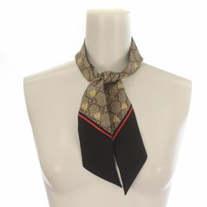 GUCCI グッチ　ボウタイスカーフ　グッチ柄 グッチ GUCCI シルクネックボウ ボウタイ スカーフ GG柄 絹 茶