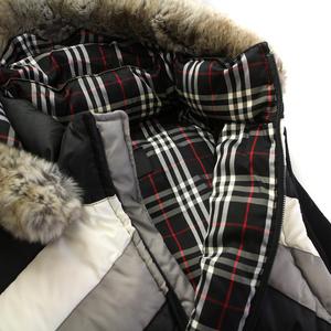 バーバリーブラックレーベル BURBERRY BLACK LABEL ロゴ刺繍ファー付き 