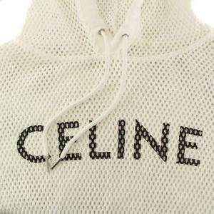 CELINE ホワイト パーカー メッシュ セリーヌ CELINE 22AW Slimane Loose Hoodie In Cotton Mesh