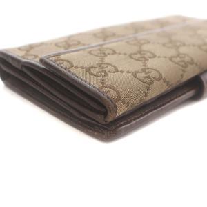 グッチ GUCCI 長財布 二つ折り GGキャンバス レザー ロゴ 総柄 茶色