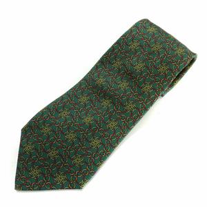 エルメス HERMES ネクタイ シルク レギュラータイ 総柄 ロゴ 緑