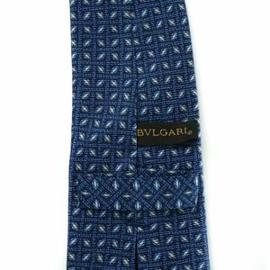 ブルガリ BVLGARI ネクタイ シルク レギュラータイ 総柄 ロゴ 青