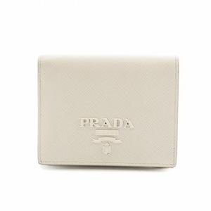 プラダ PRADA 二つ折り財布 ウォレット サフィアーノレザー ロゴ 白 