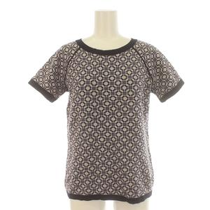 ジョルジオアルマーニ GIORGIO ARMANI ニット セーター 半袖 総柄 クルーネック ラグランスリーブ ウール 絹 シルク混 カシミヤ混 46 XL 紫 パープル /IR ■GY17 レディース