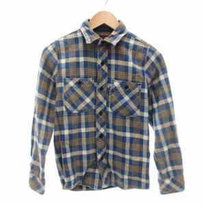 ブルーブルー BLUE BLUE フランネルシャツ チェック柄 長袖 1 青 ブルー /TZ レディース