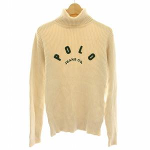 ポロジーンズ ラルフローレン POLO JEANS リブニット カットソー タートルネック ロゴ 長袖 S ライトベージュ /DK ■MT ■FS レディース