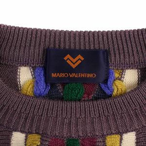 マリオヴァレンチノ マリオヴァレンティノ MARIO VALENTINO ニット セーター 長袖 クルーネック 柄 ウール シルク M パープル /BM ■MT メンズ