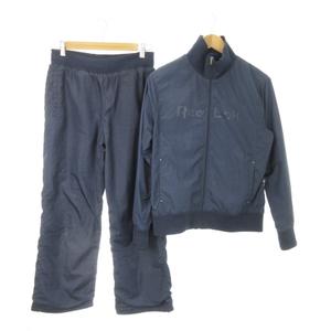 リーボック Reebok CLASSIC セットアップ 上下 ウインドブレーカー ジャケット スタンドカラー パンツ ロング ロゴ プリント 刺繍 スポーツ XL L 紺 ネイビー /MN2 ■GY19 レディース