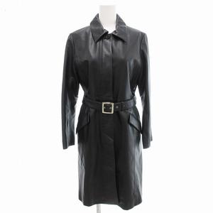 ロートレアモン LAUTREAMONT レザーコート ジャケット ステンカラー 羊革 シープスキン 2 黒 ブラック /JS レディース