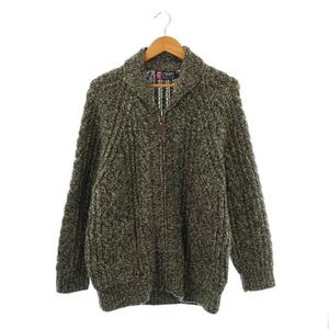 チャップス CHAPS ラルフローレン カウチン ケーブル ニット ジャケット ジップアップ ショールカラー ウール L グレー /CX ■OS ■GY12 メンズ