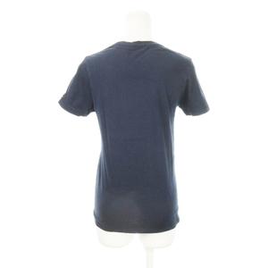 ラブレス LOVELESS 半袖Tシャツ ラウンドネック プリント スカル ハイビスカス ロゴ コットン 36 S 紺 ネイビー /AH6 レディース