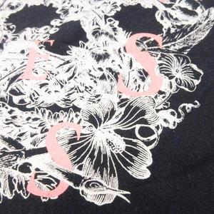 ラブレス LOVELESS 半袖Tシャツ ラウンドネック プリント スカル ハイビスカス ロゴ コットン 36 S 紺 ネイビー /AH6 レディース