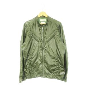 ディーゼル DIESEL ナイロンジャケット シングルライダース ロゴ アースカラー S 緑 グリーン /AH24 メンズ