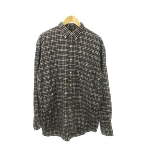 チャップス CHAPS RALPH LAUREN ネルシャツ ボタンダウン 長袖 チェック ロゴ L 黒 ブラック /MN20 メンズ