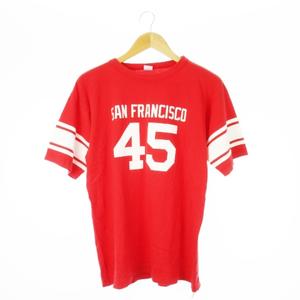 チャンピオン CHAMPION Tシャツ クルーネック 丸首 半袖 プリント ライン No.45 L 赤 レッド /CK13 メンズ