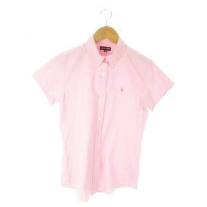 ラルフローレン RALPH LAUREN ボタンダウンシャツ 半袖 ストレッチ ワンポイント ポニーロゴ刺繍 女の子 ガールズ 160 ピンク /AO9 ■GY99 キッズ