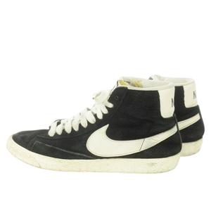 ナイキ NIKE BLAZER MID SUEDE VNTG ハイカットスニーカー レースアップ スエード レザー ロゴ 24.5cm 黒 ブラック 51817-014 /MN10 ■GY99 レディース