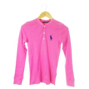 ラルフローレン RALPH LAUREN Tシャツ カットソー リブ ヘンリーネック 長袖 コットン ストレッチ ポニーロゴ刺繍 M ピンク /AO19 ■GY99 メンズ