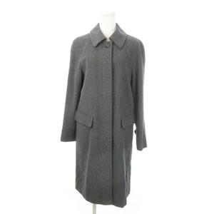 バーバリーズブルーレーベル Burberry's BLUE LABEL ステンカラーコート ロング フロントボタン 比翼 カシミヤ混 ロゴ刻印ボタン 40 L グレー /MN10 レディース