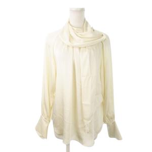 ラブレス LOVELESS ケープ付きブラウス バンドカラー 長袖 ギャザー 金ボタン とろみ感 小さいサイズ 34 XS 白 アイボリー /MN17 ■GY99 レディース