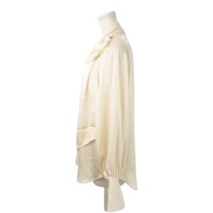 ラブレス LOVELESS ケープ付きブラウス バンドカラー 長袖 ギャザー 金ボタン とろみ感 小さいサイズ 34 XS 白 アイボリー /MN17 ■GY99 レディース