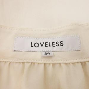 ラブレス LOVELESS ケープ付きブラウス バンドカラー 長袖 ギャザー 金ボタン とろみ感 小さいサイズ 34 XS 白 アイボリー /MN17 ■GY99 レディース