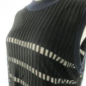 ラブレス LOVELESS レイヤードワンピース ひざ丈 クルーネック ノースリーブ ニット レース ボーダー 38 M 黒 ブラック /AO25 ■GY99 レディース