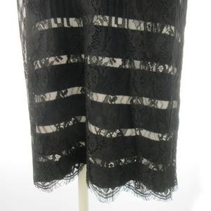 ラブレス LOVELESS レイヤードワンピース ひざ丈 クルーネック ノースリーブ ニット レース ボーダー 38 M 黒 ブラック /AO25 ■GY99 レディース